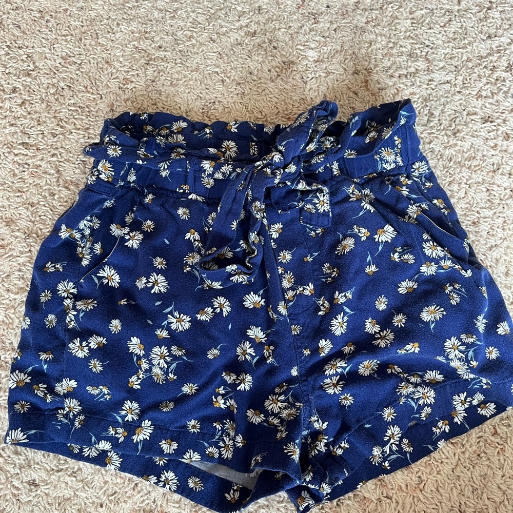 Thread & Supply High Waist Blue and White Floral Shorts